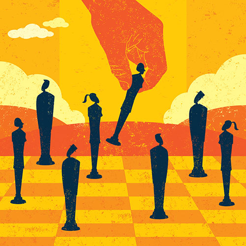 People as Chess Pieces Illustration