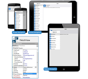 Building multi-device UIs with responsive menus using the MultiView component.