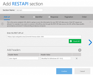 The New REST API Data Source in Windows App Studio