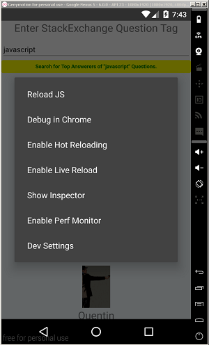 Developer Options in the Genymotion Emulator